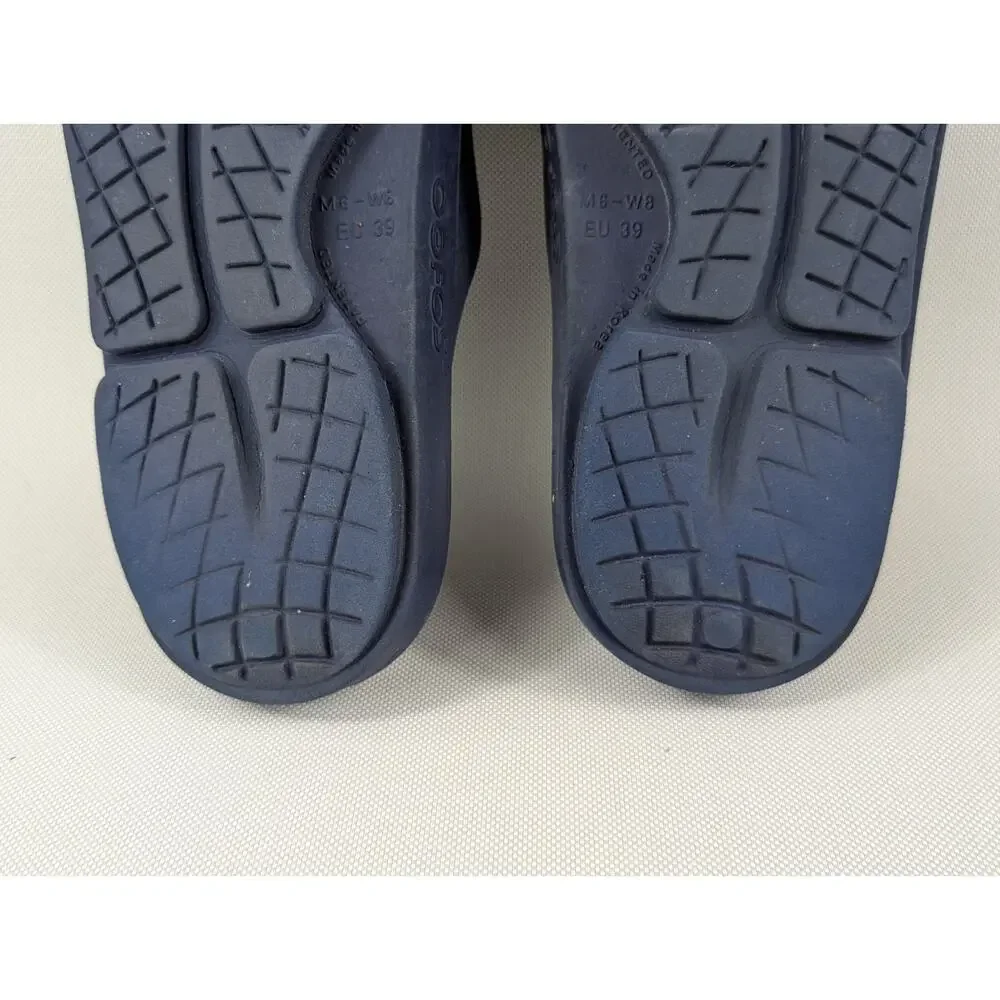 Oofos Ooah Men's 6 Womens 8 Navy Slide Sandal Comfort Slip-On Summer Slippers